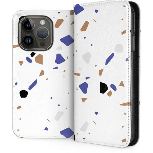White Terrazzo iPhone 15 Pro Folio Case
